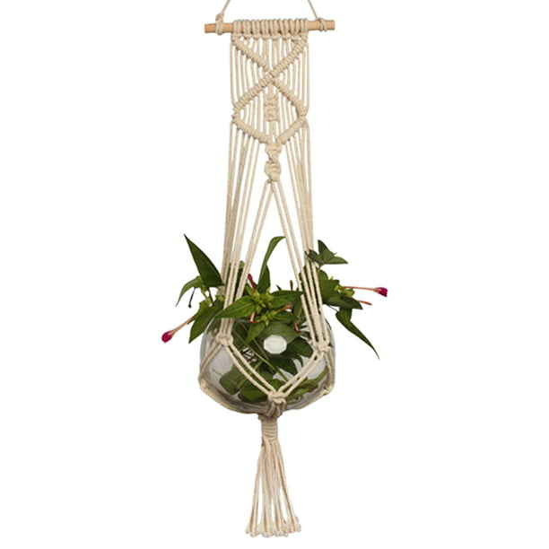 Macrame Plants Hanger Hanging Planter Basket Jute Braided Rope Craft Pots Holder 